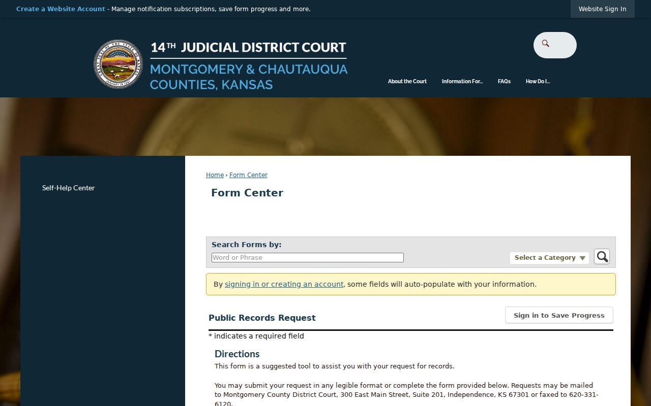 Chautauqua County court record request fields