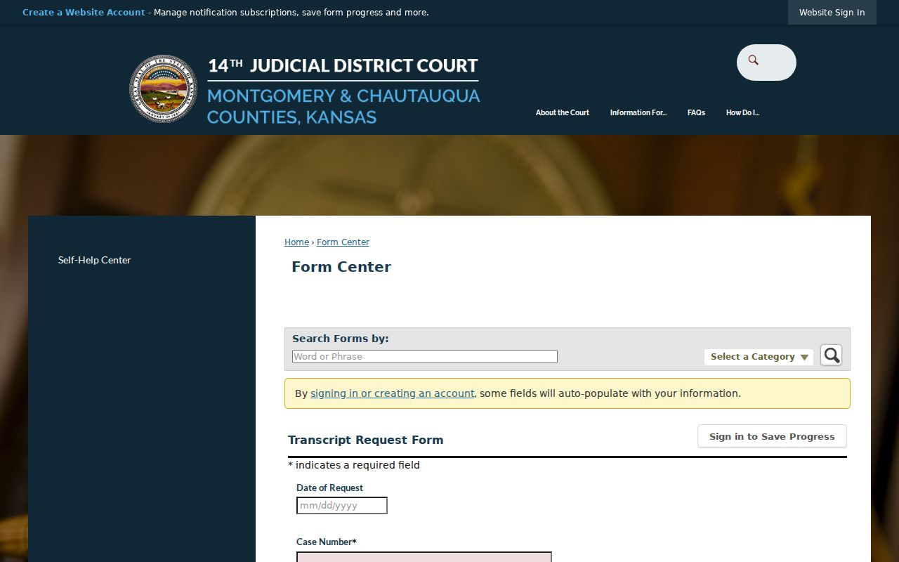 Chautauqua County court transcript request fields