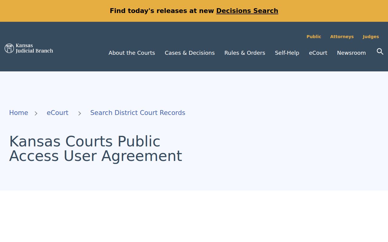 Kansas public-access portal user agreement